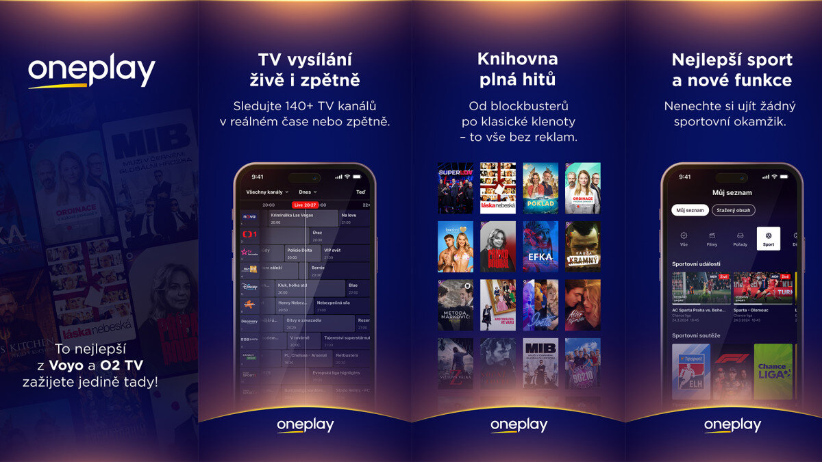 Voyo a O2 TV se spojují do jedné aplikace. Přichází Oneplay!