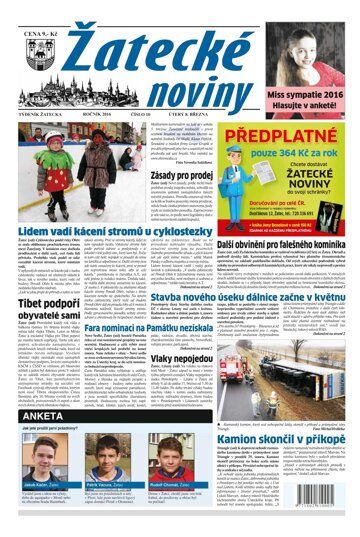 Obálka e-magazínu Žatecké noviny 10/2016