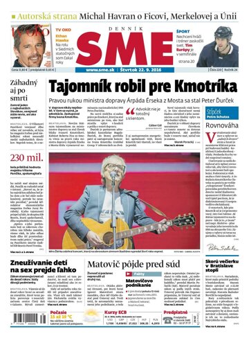 Obálka e-magazínu SME 22.9.2016