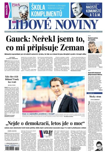 Obálka e-magazínu Lidové noviny 13.10.2017