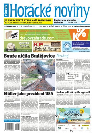 Obálka e-magazínu Horácké Noviny Čtvrtek 23.6.2022 č. 025