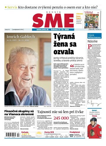 Obálka e-magazínu SME 17.12.2016