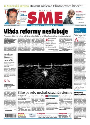 Obálka e-magazínu SME 14.4.2016