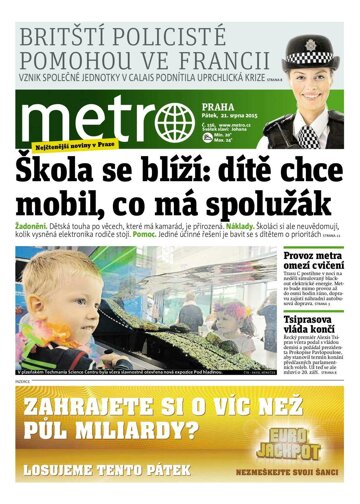 Obálka e-magazínu deník METRO 21.8.2015