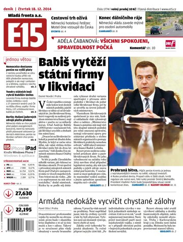 Obálka e-magazínu E15 18.12.2014