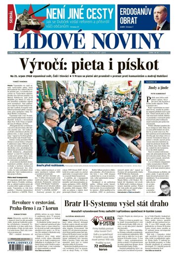 Obálka e-magazínu Lidové noviny 22.8.2018