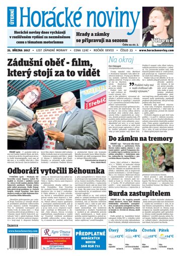 Obálka e-magazínu Horácké Noviny Úterý 21.3.2017 č.023