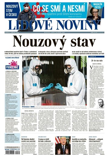 Obálka e-magazínu Lidové noviny 13.3.2020