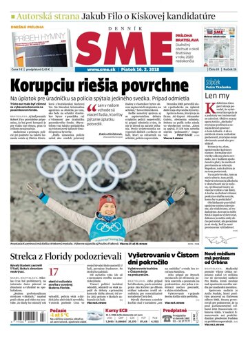 Obálka e-magazínu SME 16.2.2018