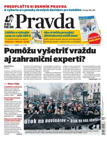 Obálka e-magazínu Pravda Denníl 3. 3. 2018