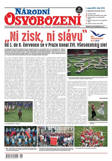 Obálka e-magazínu Národní Osvobození 15-16/2018