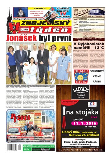 Obálka e-magazínu Znojemský týden 01 / 2016