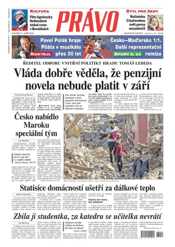 Obálka e-magazínu Deník Právo 11.9.2023