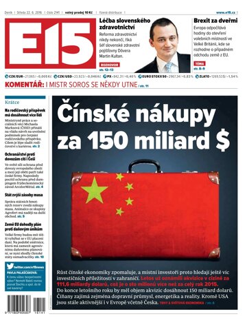 Obálka e-magazínu E15 22.6.2016