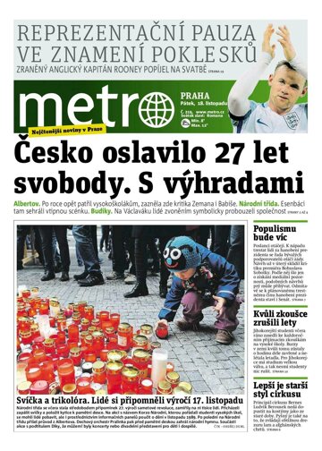 Obálka e-magazínu deník METRO 18.11.2016