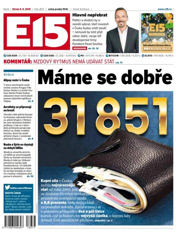 Obálka e-magazínu E15 5.9.2018