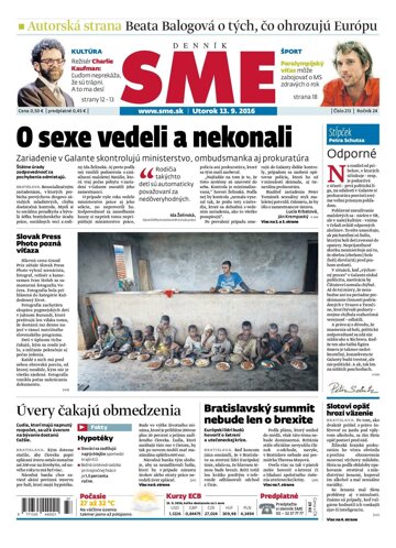 Obálka e-magazínu SME 13.9.2016