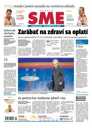 Obálka e-magazínu SME 18.4.2016