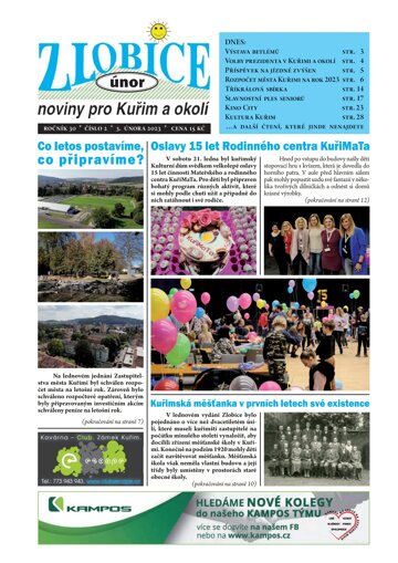 Obálka e-magazínu Zlobice – noviny pro Kuřim a okolí 2/2023