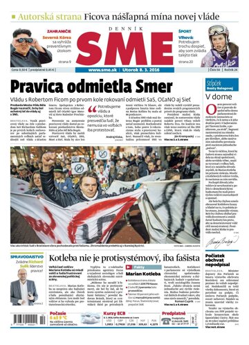 Obálka e-magazínu SME 8.3.2016