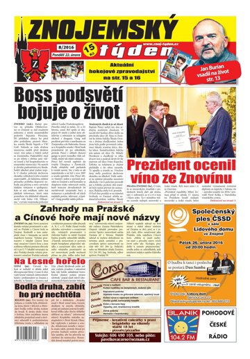 Obálka e-magazínu Znojemský týden 8/2016