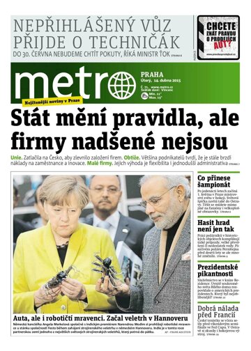 Obálka e-magazínu deník METRO 14.4.2015