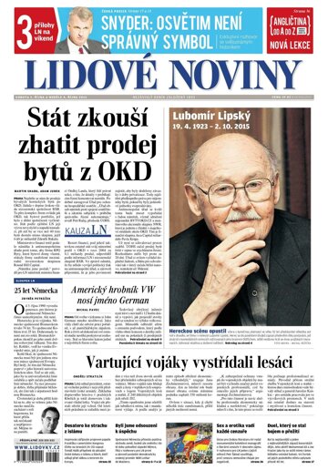 Obálka e-magazínu Lidové noviny 3.10.2015