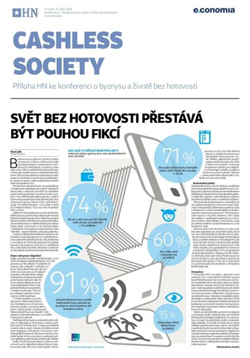 Obálka e-magazínu Hospodářské noviny - příloha 199 - 13.10.2016 příloha Cashless Society