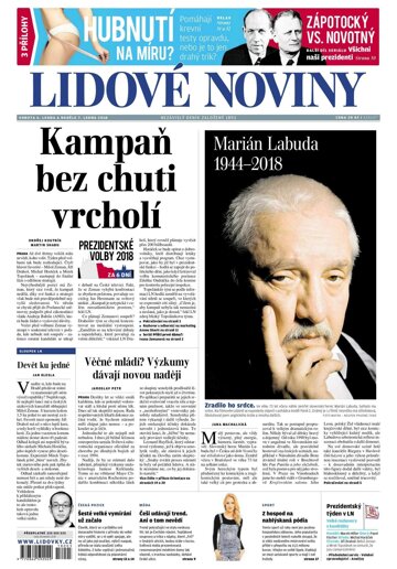 Obálka e-magazínu Lidové noviny 6.1.2018