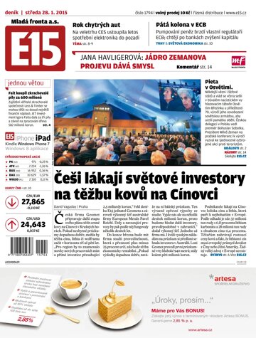 Obálka e-magazínu E15 28.1.2015