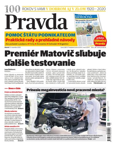 Obálka e-magazínu Pravda 10. 11. 2020