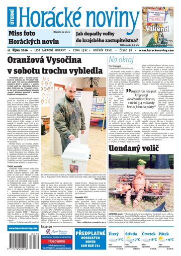 Obálka e-magazínu Horácké Noviny Úterý 11.10.2016 č. 079