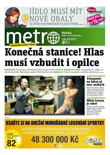 Obálka e-magazínu deník METRO 12.12.2014