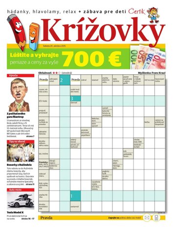 Obálka e-magazínu Krížovky 24.10.2015