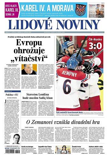 Obálka e-magazínu Lidové noviny 7.5.2016