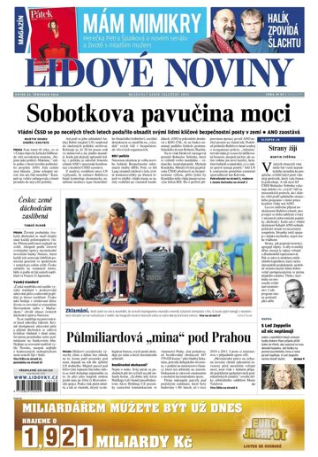 Obálka e-magazínu Lidové noviny 22.7.2016