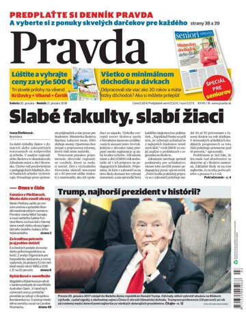 Obálka e-magazínu Pravda 20. 1. 2018