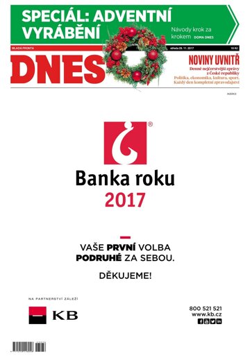 Obálka e-magazínu MF Dnes 29.11.2017