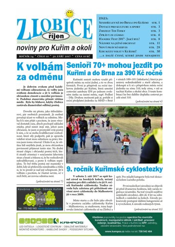 Obálka e-magazínu Zlobice – noviny pro Kuřim a okolí 10/2017