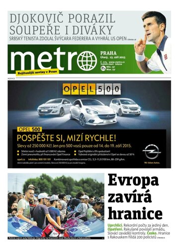 Obálka e-magazínu deník METRO 15.9.2015