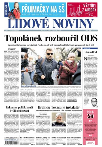 Obálka e-magazínu Lidové noviny 7.11.2017