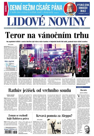 Obálka e-magazínu Lidové noviny 20.12.2016