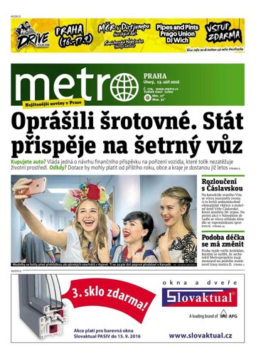 Obálka e-magazínu deník METRO 13.9.2016