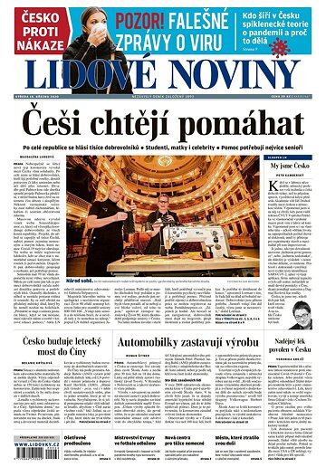 Obálka e-magazínu Lidové noviny 18.3.2020