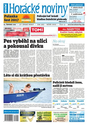 Obálka e-magazínu Horácké Noviny Pátek 14.7.2017 č. 052