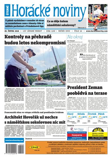 Obálka e-magazínu Horácké Noviny Úterý 28.6.2016 č. 050