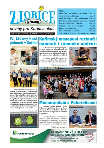 Obálka e-magazínu Zlobice – noviny pro Kuřim a okolí 3/2023