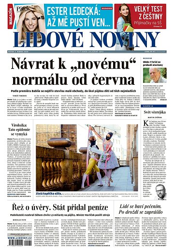 Obálka e-magazínu Lidové noviny 3.4.2020