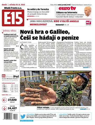 Obálka e-magazínu E15 19.8.2015