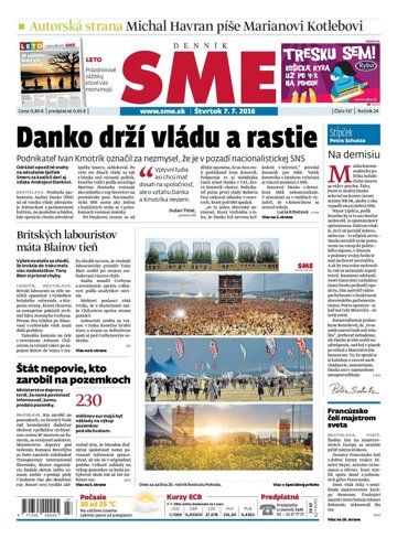 Obálka e-magazínu SME 7.7.2016